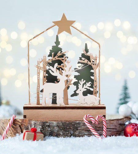 MYISUB Christmas Reindeer LED Wooden Ornaments Small 6.7x3.5x2.36 Inches