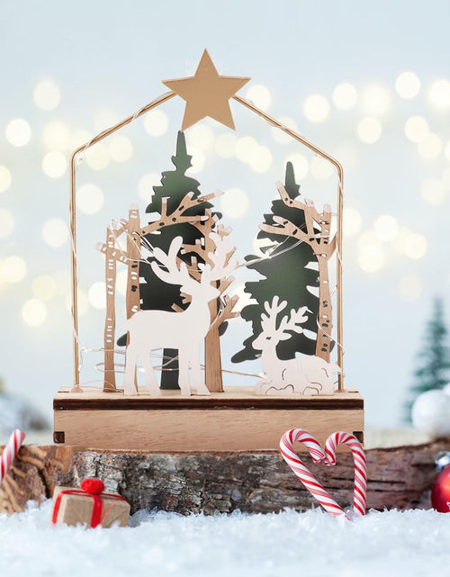 Load image into Gallery viewer, MYISUB Christmas Reindeer LED Wooden Ornaments Small 6.7x3.5x2.36 Inches
