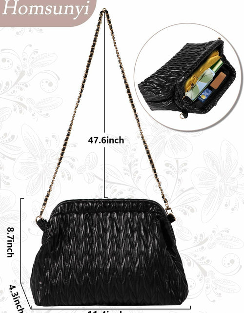 Load image into Gallery viewer, Homsunyi Women's Pleated Quilted PU Clutch Bag Evening Handbag
