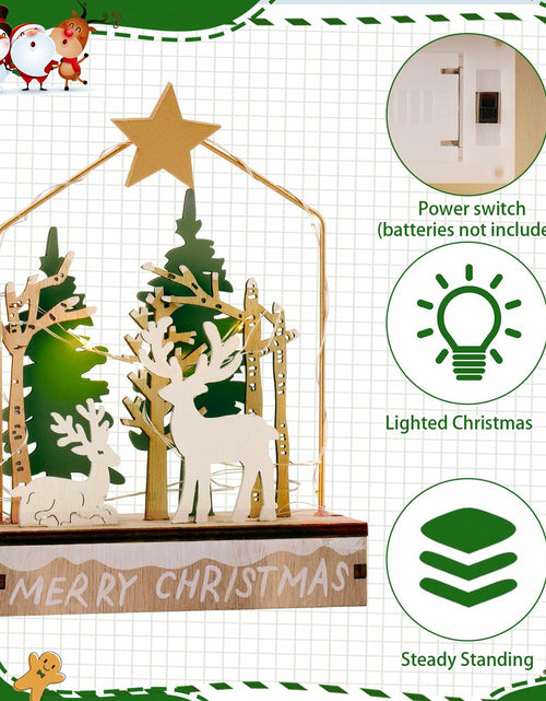 Load image into Gallery viewer, MYISUB Christmas Reindeer LED Wooden Ornaments Small 6.7x3.5x2.36 Inches

