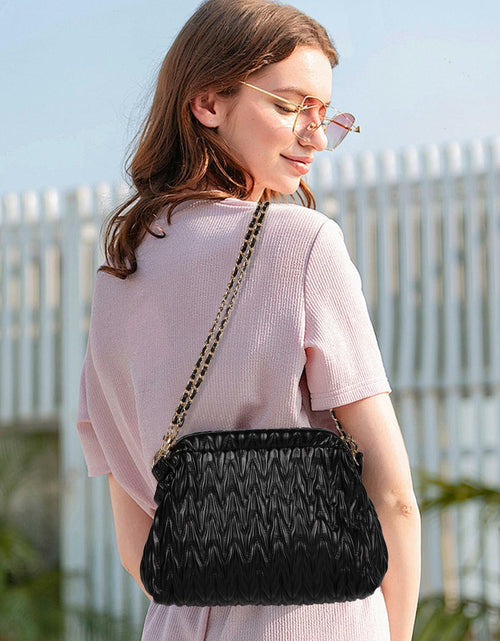 Load image into Gallery viewer, Homsunyi Women's Pleated Quilted PU Clutch Bag Evening Handbag
