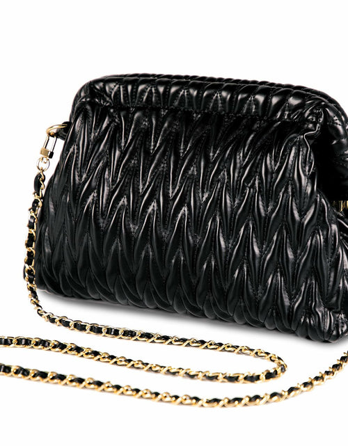 Load image into Gallery viewer, Homsunyi Women's Pleated Quilted PU Clutch Bag Evening Handbag

