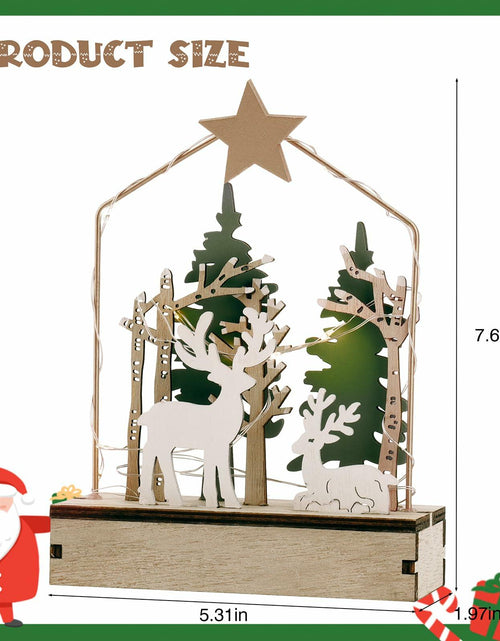 Load image into Gallery viewer, MYISUB Christmas Reindeer LED Wooden Ornaments Small 6.7x3.5x2.36 Inches

