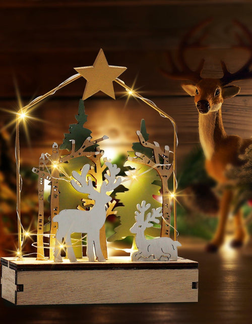 Load image into Gallery viewer, MYISUB Christmas Reindeer LED Wooden Ornaments Small 6.7x3.5x2.36 Inches
