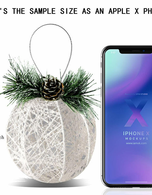 Load image into Gallery viewer, Christmas Ball Ornaments 4pc Set White Pinecone Rattan Thread String 4.7"
