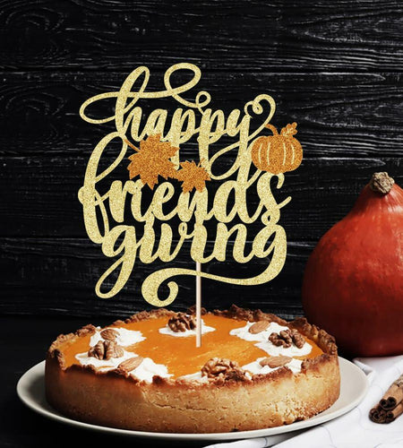AROKIPPRY Gold Glitter Pumpkin Cake Topper Autumn Fall Maple Leaves Party