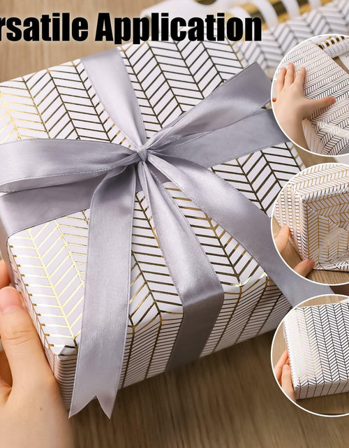 Load image into Gallery viewer, Koogel Wrapping Paper Roll 3 PCS Gold White 17x120 Inch Party Wedding
