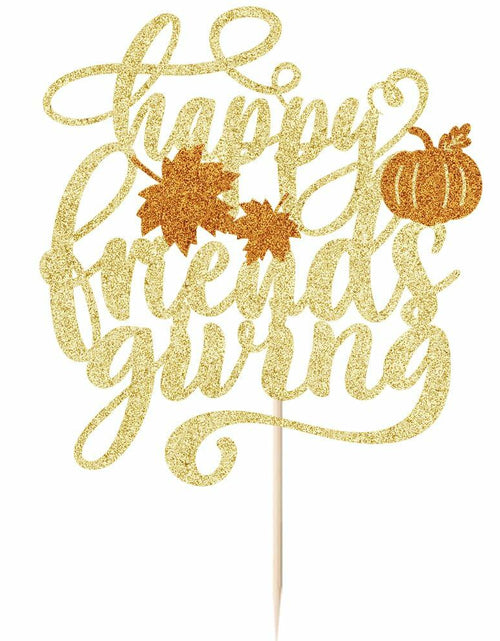 Load image into Gallery viewer, AROKIPPRY Gold Glitter Pumpkin Cake Topper Autumn Fall Maple Leaves Party
