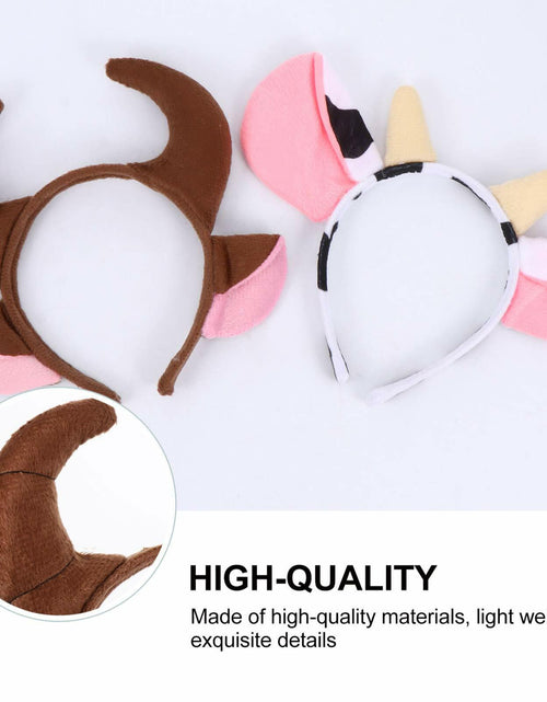 Load image into Gallery viewer, Beaupretty 2pcs Plush Bull Horns Headband Christmas Holiday Costume
