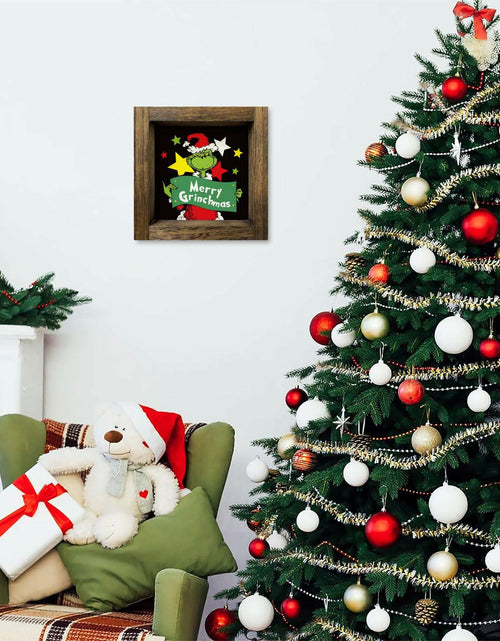 Load image into Gallery viewer, Funny Christmas Wooden Sign Home Bathroom Decor Cute Xmas 7x7 Inch Frame
