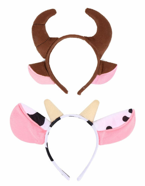 Load image into Gallery viewer, Beaupretty 2pcs Plush Bull Horns Headband Christmas Holiday Costume
