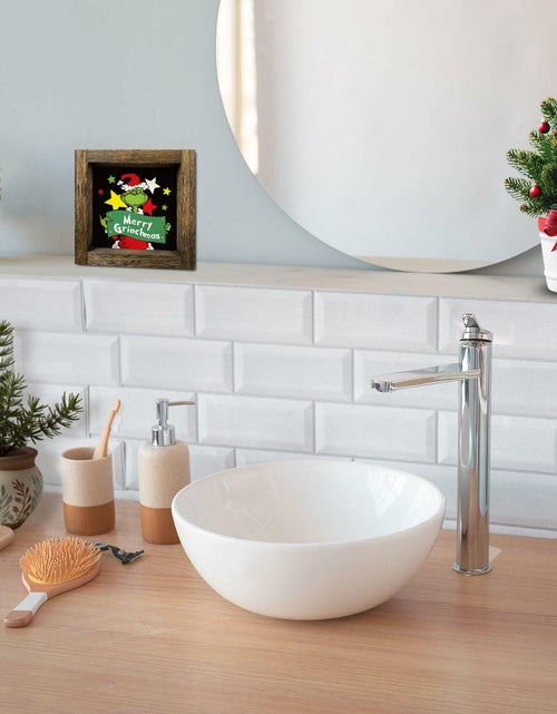 Load image into Gallery viewer, Funny Christmas Wooden Sign Home Bathroom Decor Cute Xmas 7x7 Inch Frame

