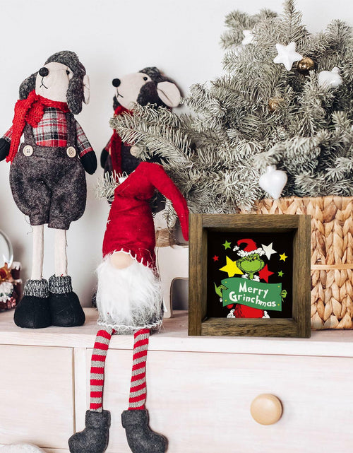Load image into Gallery viewer, Funny Christmas Wooden Sign Home Bathroom Decor Cute Xmas 7x7 Inch Frame
