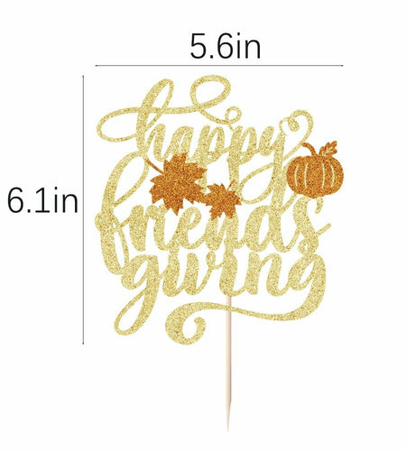 AROKIPPRY Gold Glitter Pumpkin Cake Topper Autumn Fall Maple Leaves Party