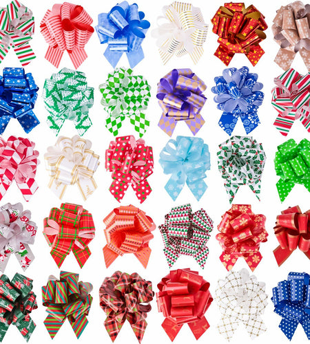 VGOODALL Christmas Pull Bows 5 Inch 30PCS Red Gift Wrap Decor