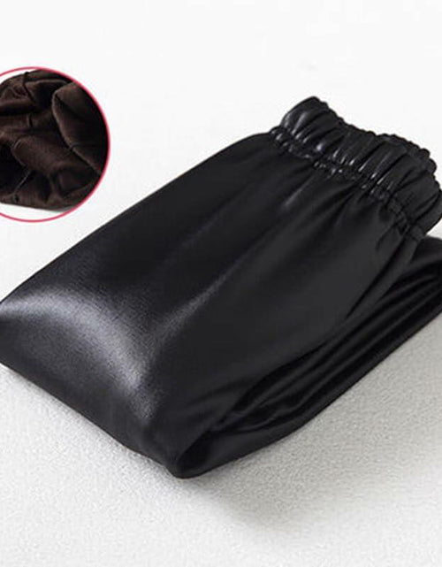 Load image into Gallery viewer, CVVTEE Girls Faux Leather Stretch Leggings Black Fleece-Lined Size 12
