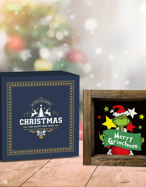 Load image into Gallery viewer, Funny Christmas Wooden Sign Home Bathroom Decor Cute Xmas 7x7 Inch Frame
