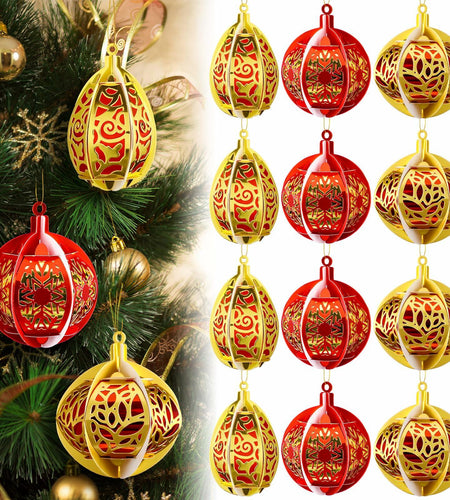 Vercraft 12 Pcs Christmas Tree Balls Ornaments Red Gold Hanging Decor