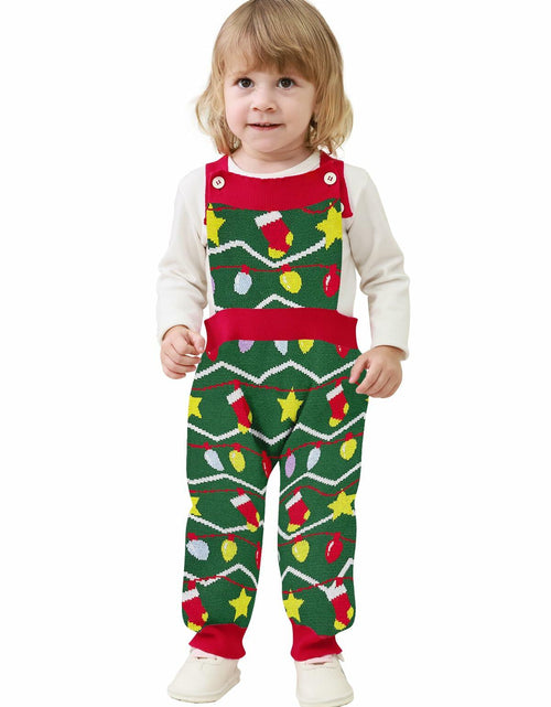 Load image into Gallery viewer, SunFocus Baby Boys Christmas Sweater Romper Green Colorful Lights Size 6-12M
