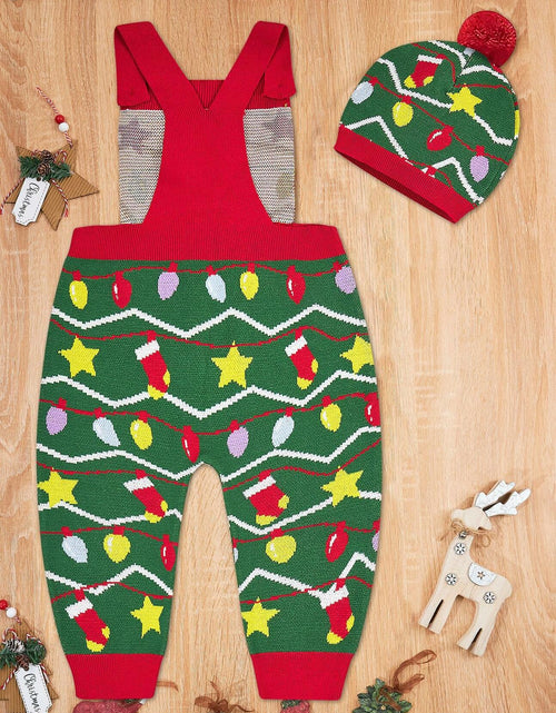 Load image into Gallery viewer, SunFocus Baby Boys Christmas Sweater Romper Green Colorful Lights Size 6-12M
