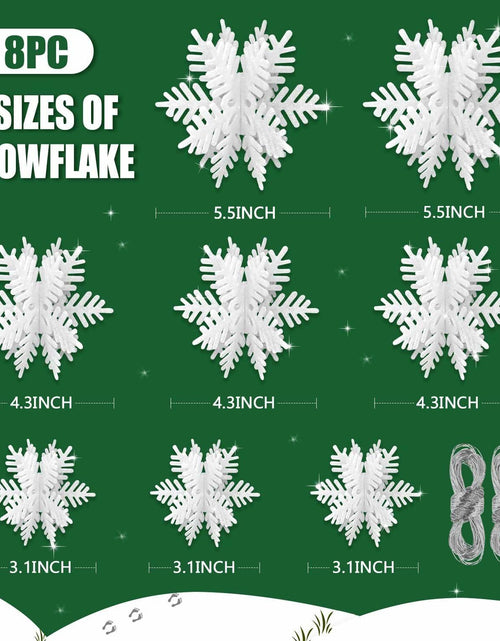 Load image into Gallery viewer, 8 PCS 3D Glitter Snowflake Decorations White Christmas Tabletop Decor
