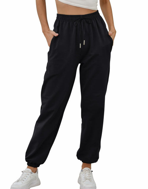 Load image into Gallery viewer, Vemubapis Women High Waisted Drawstring Sweatpants Jogger Black Size S
