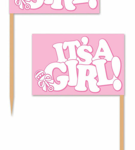 Beistle It's A Girl! Picks 2.5" Pink White 50 Count Party Supply