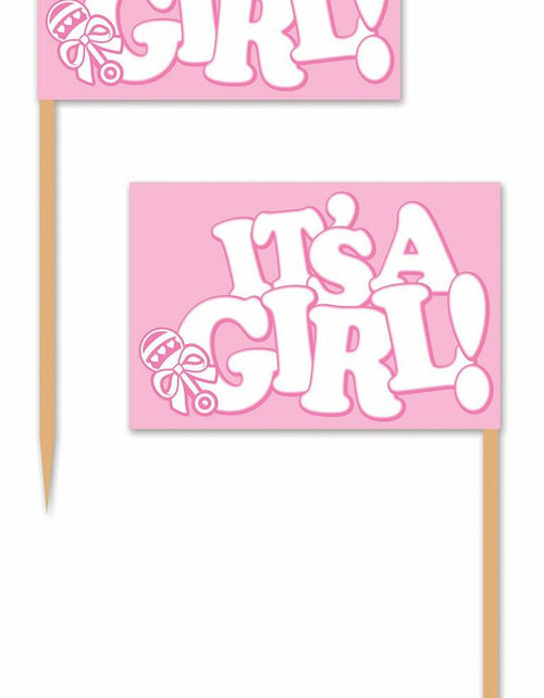Load image into Gallery viewer, Beistle It's A Girl! Picks 2.5" Pink White 50 Count Party Supply
