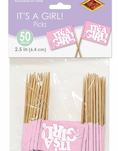 Load image into Gallery viewer, Beistle It's A Girl! Picks 2.5" Pink White 50 Count Party Supply

