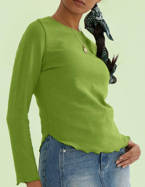 Load image into Gallery viewer, CHERFLY Women's Slim Fit Long Sleeve Tunic Top Salted Lime Green Size M
