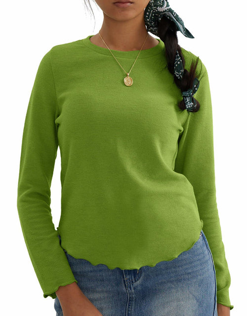 Load image into Gallery viewer, CHERFLY Women's Slim Fit Long Sleeve Tunic Top Salted Lime Green Size M
