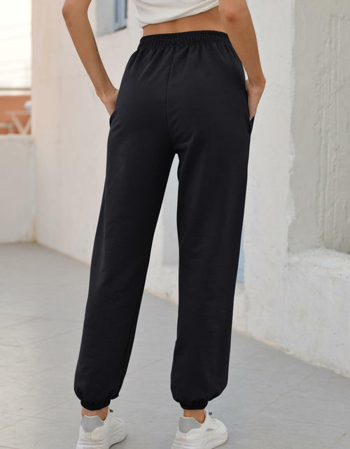 Load image into Gallery viewer, Vemubapis Women High Waisted Drawstring Sweatpants Jogger Black Size S
