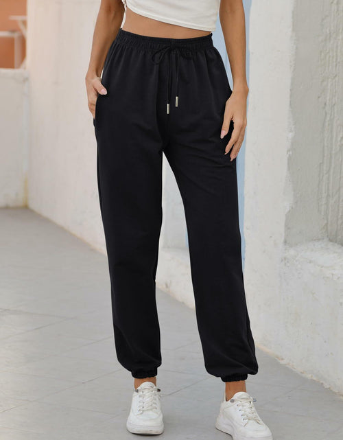 Load image into Gallery viewer, Vemubapis Women High Waisted Drawstring Sweatpants Jogger Black Size S

