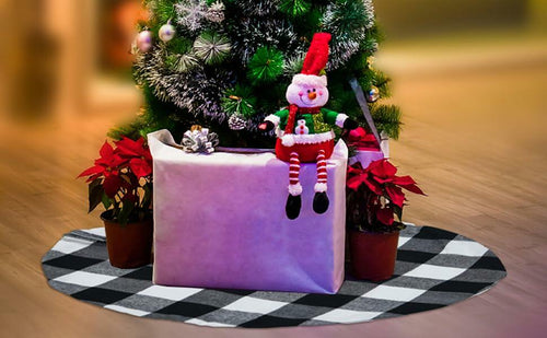 Load image into Gallery viewer, 4 Pieces Christmas Tree Skirt Decoration 15" Mini Xmas Tree Skirt Set
