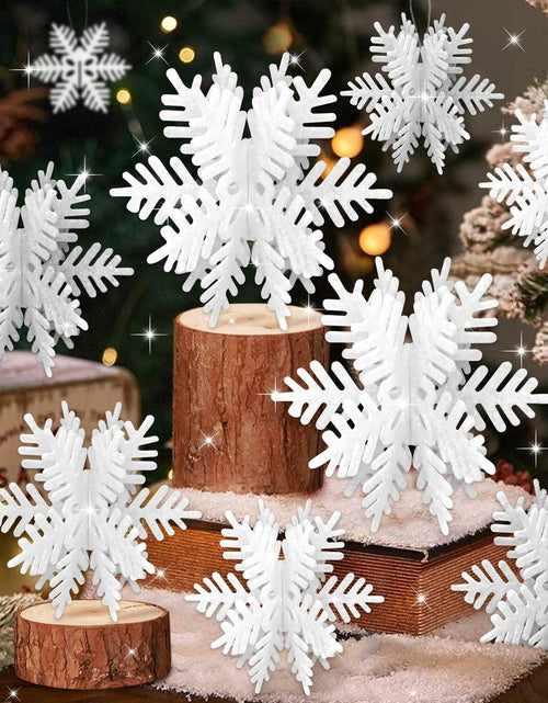 Load image into Gallery viewer, 8 PCS 3D Glitter Snowflake Decorations White Christmas Tabletop Decor
