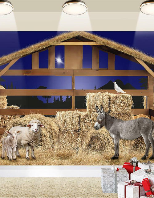 Load image into Gallery viewer, Winter Snowflake Christmas Backdrop Gray Wood Snowman Pinecone 7x5Ft
