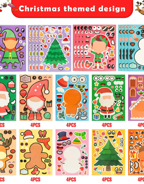 Load image into Gallery viewer, LovesTown 56PCS Waterproof Christmas Face Stickers for Kids Party Favors
