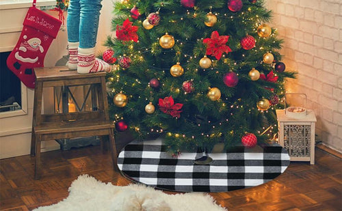 Load image into Gallery viewer, 4 Pieces Christmas Tree Skirt Decoration 15" Mini Xmas Tree Skirt Set
