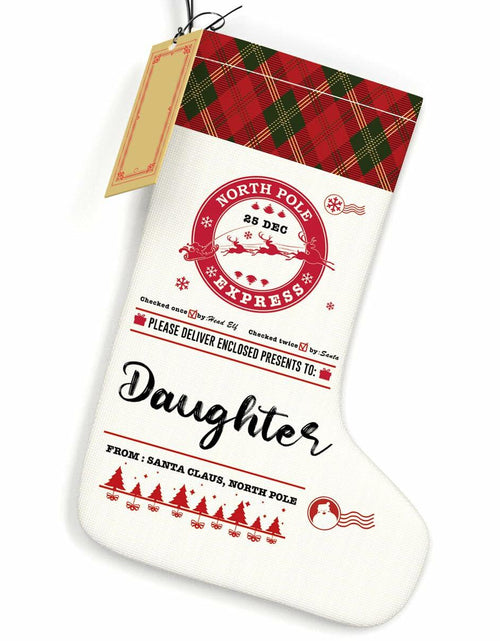 Load image into Gallery viewer, HEWBE Burlap Christmas Stocking Rustic Hanging Xmas Decoration Daughter Gift
