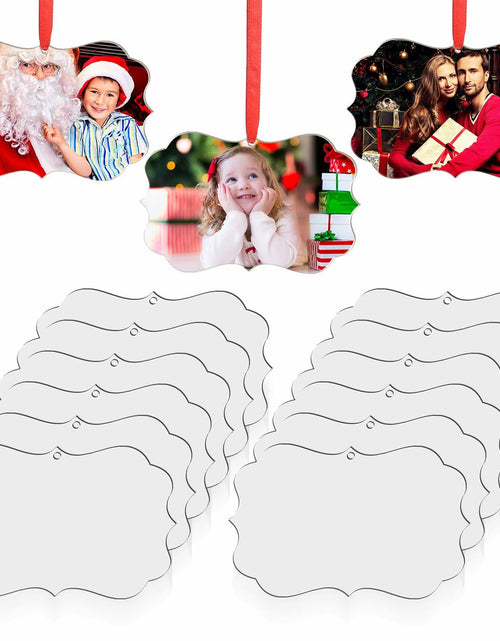 Load image into Gallery viewer, Jetec 15Pcs Christmas Sublimation MDF Ornaments 4.3x2.8in Double Sided RedString
