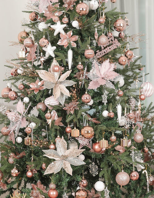 Load image into Gallery viewer, YiYunFloral Christmas Ball Ornaments 36pcs 6 Styles 3 Sizes Rose Gold
