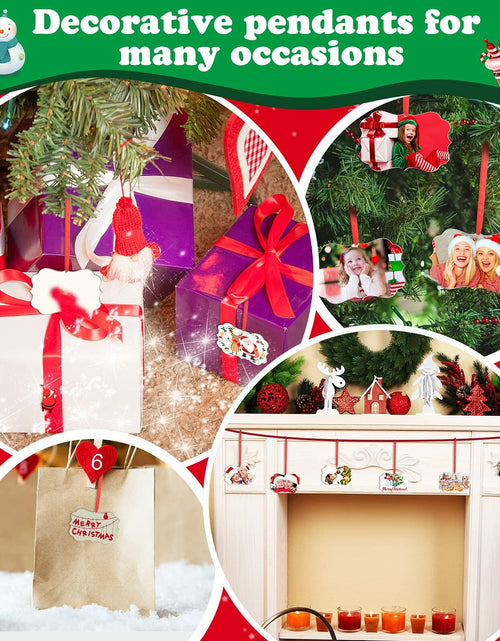 Load image into Gallery viewer, Jetec 15Pcs Christmas Sublimation MDF Ornaments 4.3x2.8in Double Sided RedString
