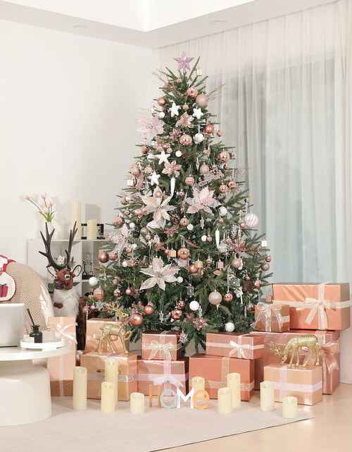 Load image into Gallery viewer, YiYunFloral Christmas Ball Ornaments 36pcs 6 Styles 3 Sizes Rose Gold
