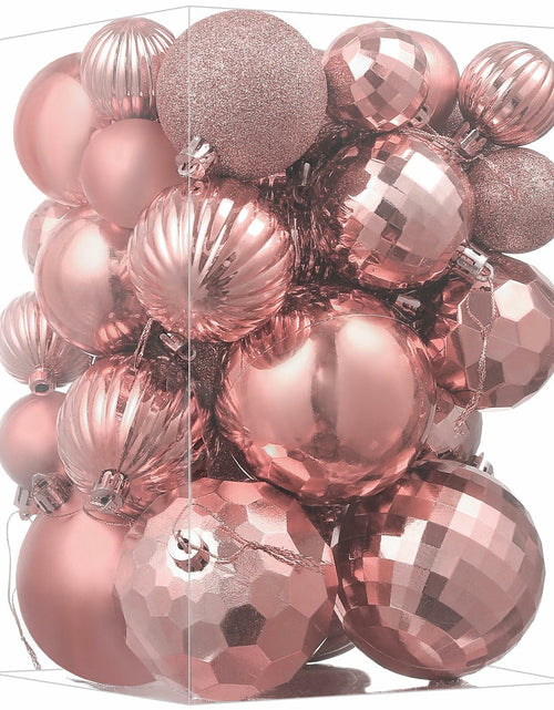 Load image into Gallery viewer, YiYunFloral Christmas Ball Ornaments 36pcs 6 Styles 3 Sizes Rose Gold

