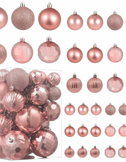Load image into Gallery viewer, YiYunFloral Christmas Ball Ornaments 36pcs 6 Styles 3 Sizes Rose Gold
