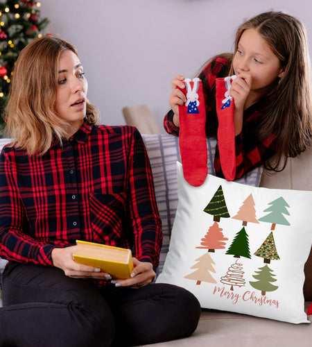 Jvpke Christmas Tree Pillow Covers 18x18 Colorful Farmhouse Xmas Decor