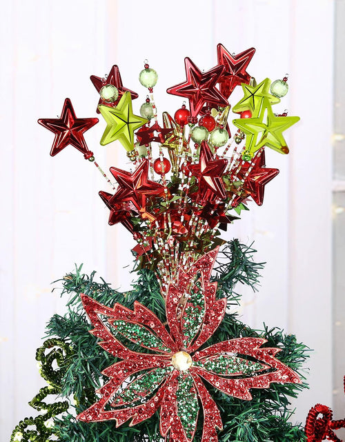 Load image into Gallery viewer, [Like_new] 17" Red Green White Christmas Tree Topper Star Beads Sequin Electroplating
