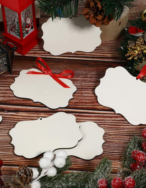 Load image into Gallery viewer, Jetec 15Pcs Christmas Sublimation MDF Ornaments 4.3x2.8in Double Sided RedString
