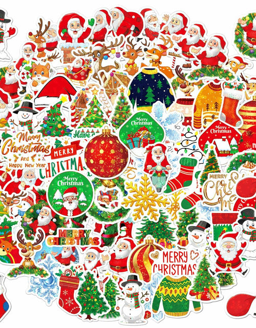 Load image into Gallery viewer, 100PCS Christmas Children's Cartoon Santa Claus &amp; Tree Waterproof Stickers
