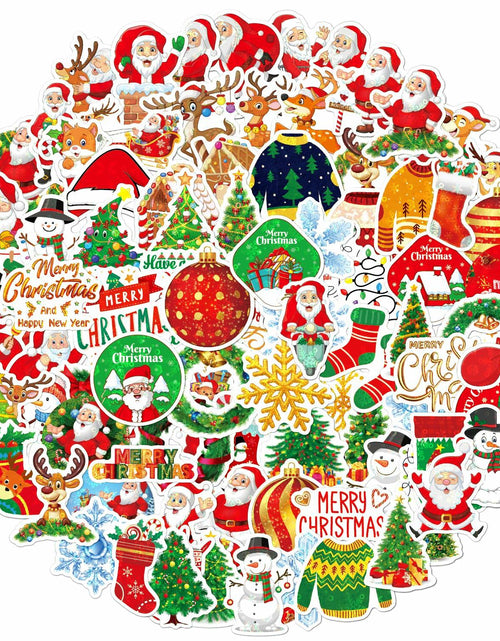 Load image into Gallery viewer, 100PCS Christmas Children's Cartoon Santa Claus &amp; Tree Waterproof Stickers
